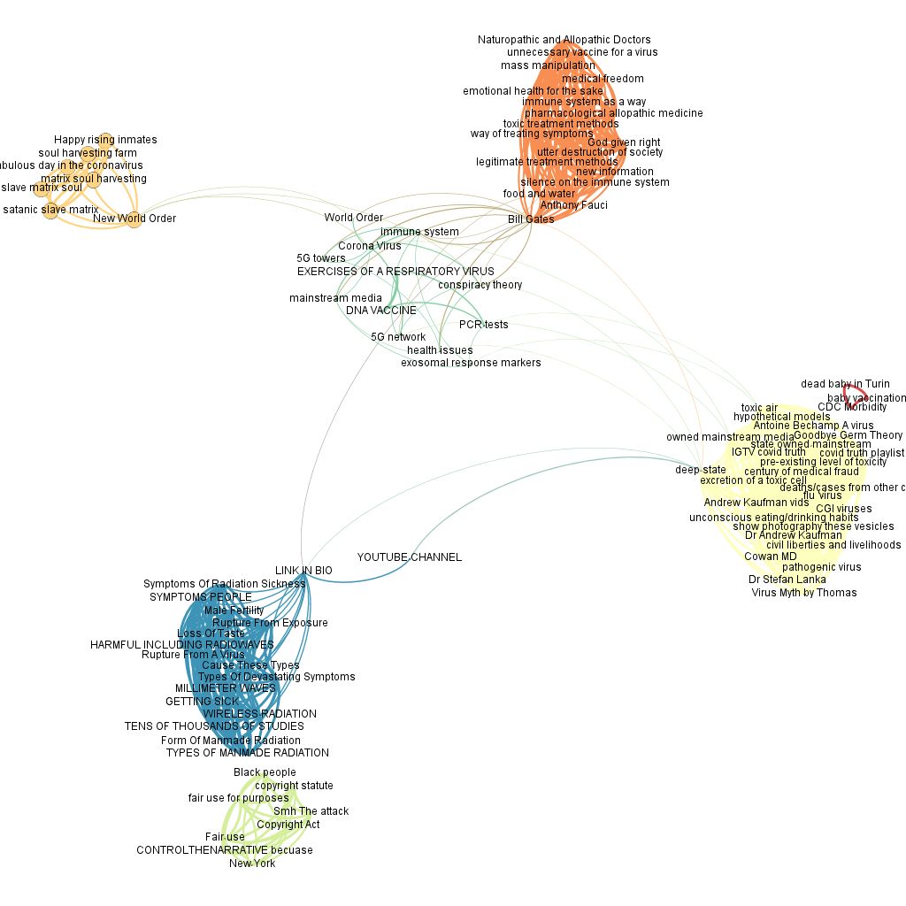 Figure 4: Co-occurences network of the words used by Instagram users on the 3000 post dataset